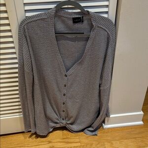 Urban Outfitters Light Gray Waffle Knit Top